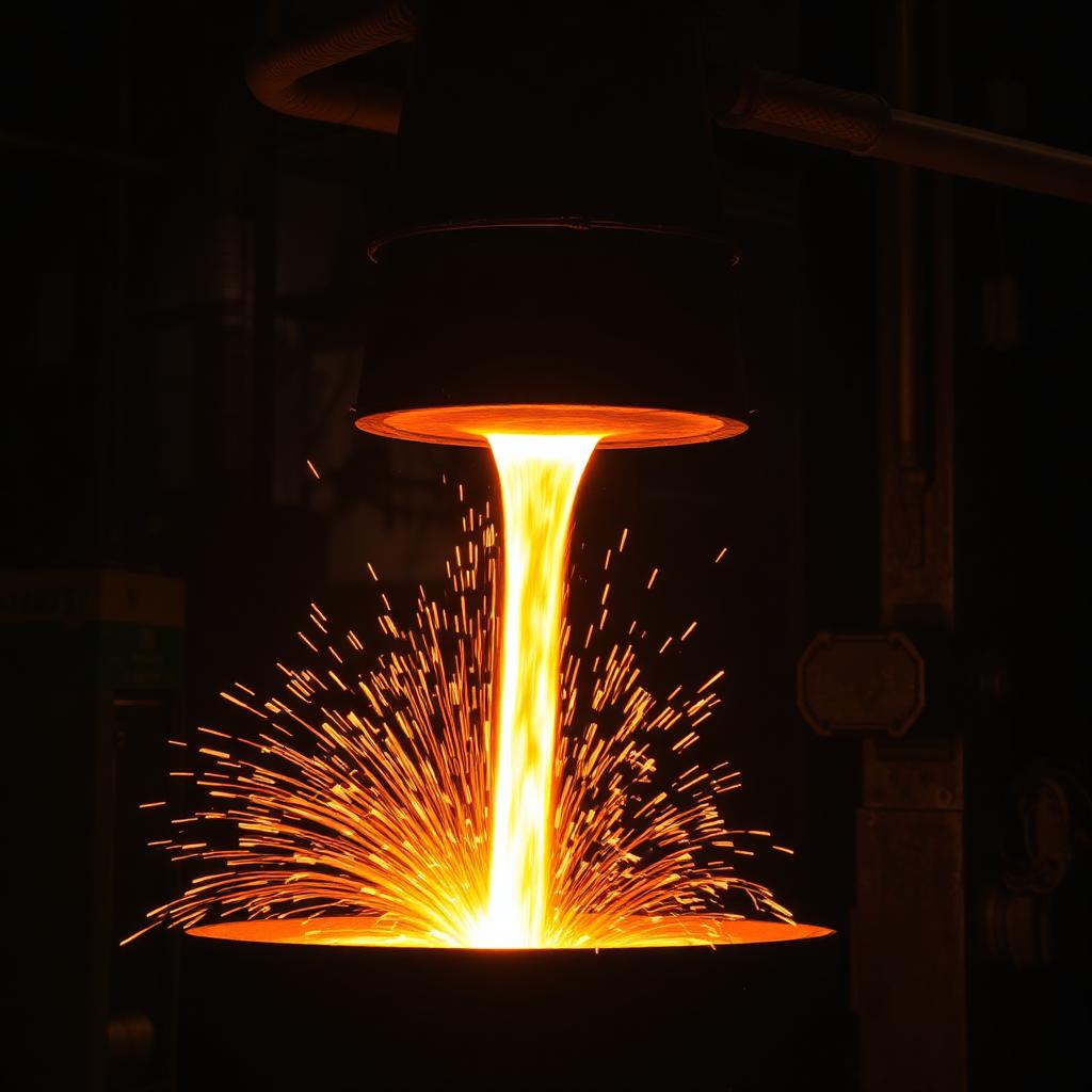 Molten steel inside an induction furnace